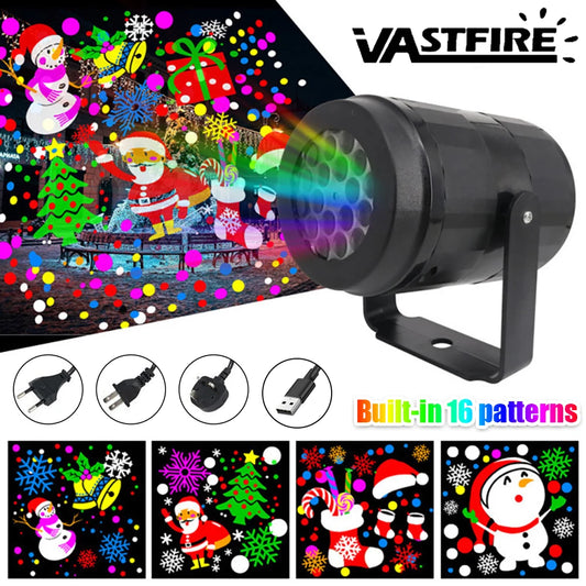 Laser Projector - 16 Christmas Pattern Waterproof Rotating LED Light