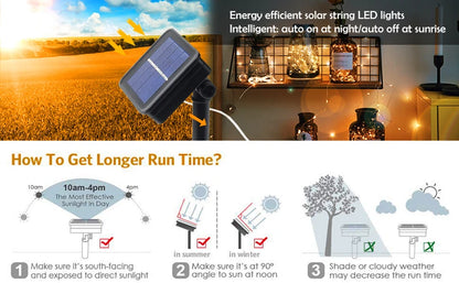 LED Solar Fairy String Lights - Waterproof Twinkle Outdoor Decor