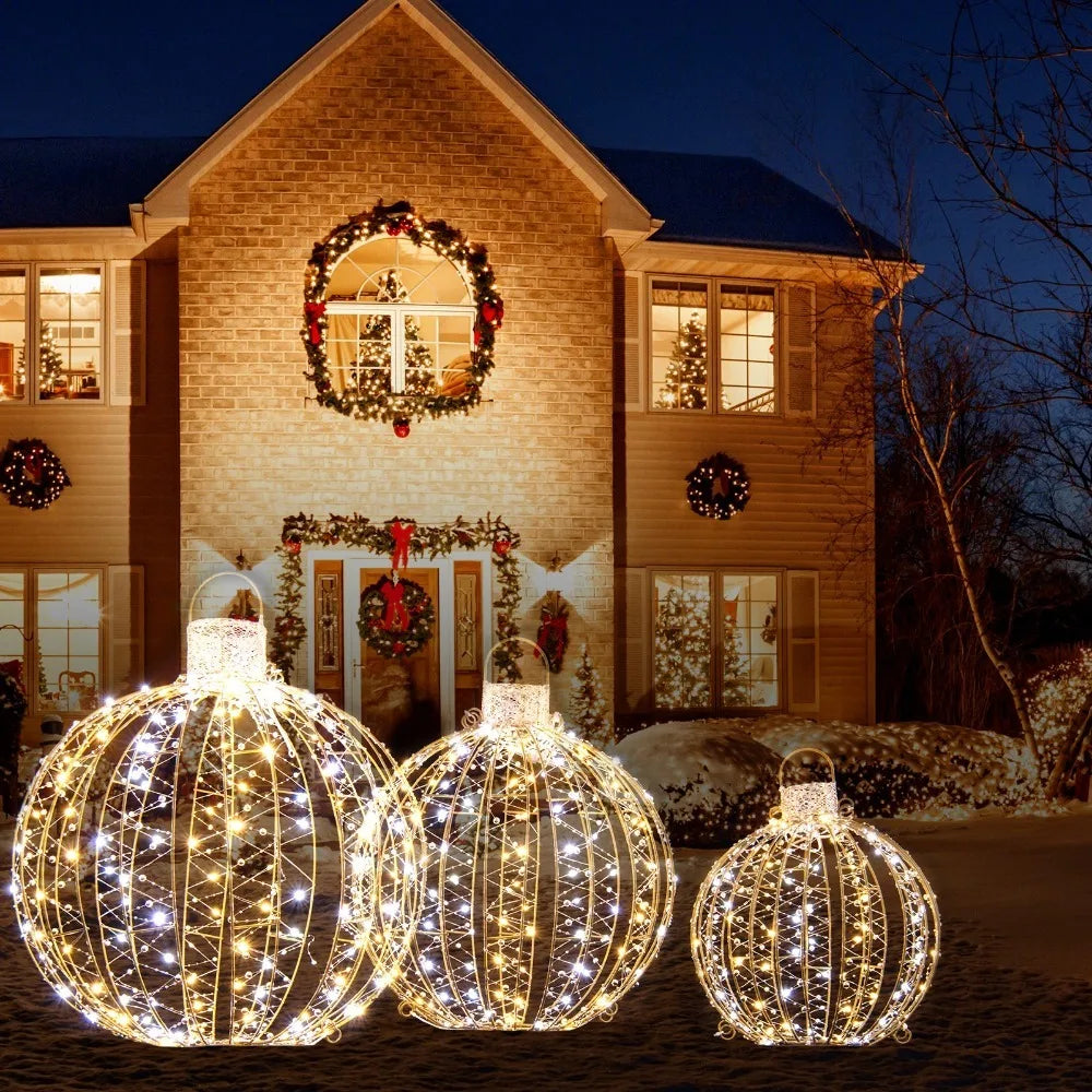3 Twinkling LED Christmas Globe Light Balls - 360 Warm & White Lights for Festive Glow