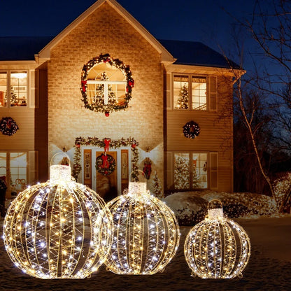 3 Twinkling LED Christmas Globe Light Balls - 360 Warm & White Lights for Festive Glow