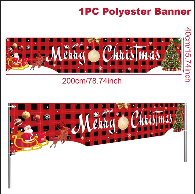 Vibrant Merry Christmas Outdoor Banner - Weatherproof Fabric
