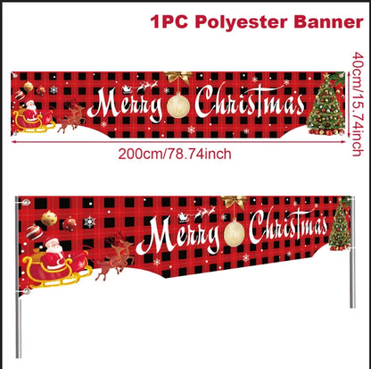 Vibrant Merry Christmas Outdoor Banner - Weatherproof Fabric