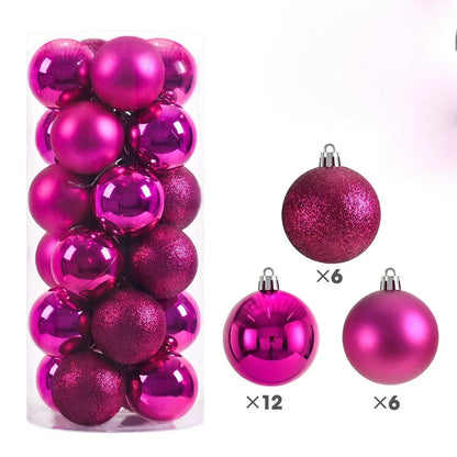 24-Pc Shimmering Christmas Ball Ornaments - 3/4/6cm