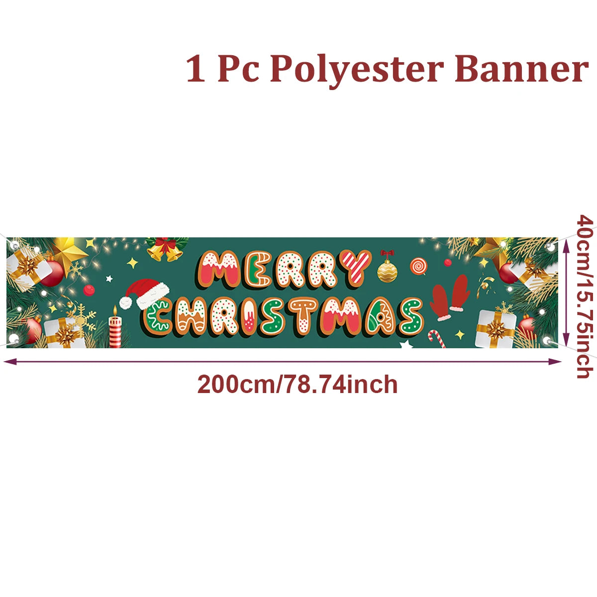 Vibrant Merry Christmas Outdoor Banner - Weatherproof Fabric