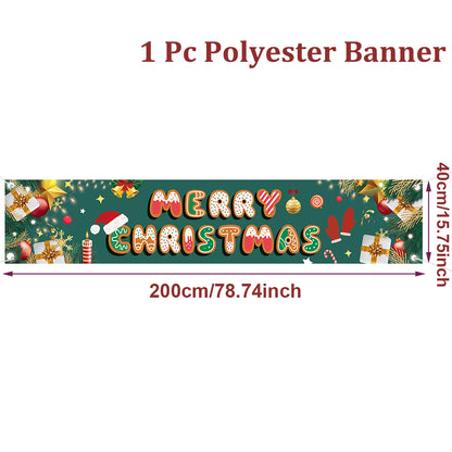 Vibrant Merry Christmas Outdoor Banner - Weatherproof Fabric