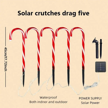 5-Pc Candy Cane Solar Pathway Lights