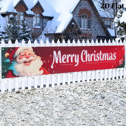 Vibrant Merry Christmas Outdoor Banner - Weatherproof Fabric