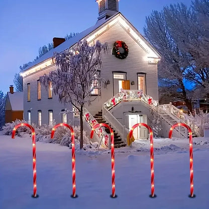 5-Pc Candy Cane Solar Pathway Lights