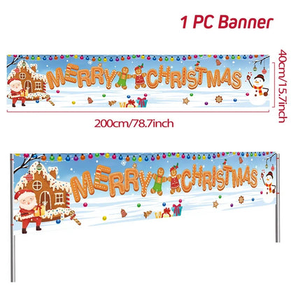 Vibrant Merry Christmas Outdoor Banner - Weatherproof Fabric
