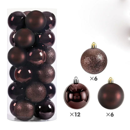 24-Pc Shimmering Christmas Ball Ornaments - 3/4/6cm