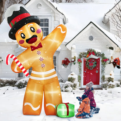 12FT Giant Gingerbread Man Inflatable - LED-Lit Outdoor Blow-Up