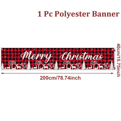 Vibrant Merry Christmas Outdoor Banner - Weatherproof Fabric