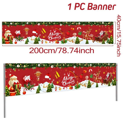 Vibrant Merry Christmas Outdoor Banner - Weatherproof Fabric