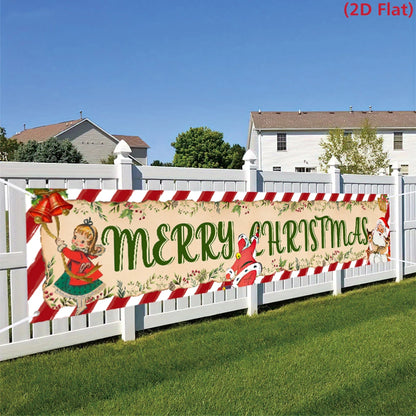 Vibrant Merry Christmas Outdoor Banner - Weatherproof Fabric