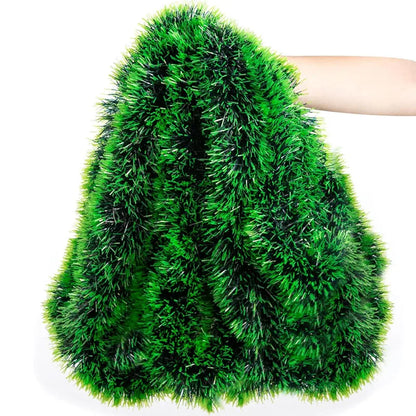 Festive Green Tinsel Bow Ribbon Garland