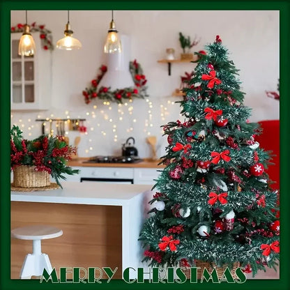 Festive Green Tinsel Bow Ribbon Garland