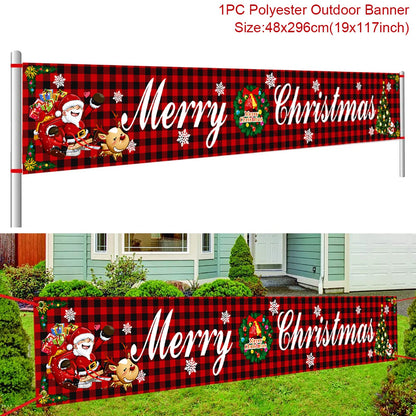 Vibrant Merry Christmas Outdoor Banner - Weatherproof Fabric