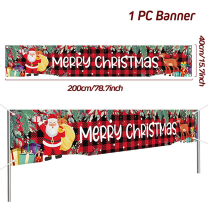 Vibrant Merry Christmas Outdoor Banner - Weatherproof Fabric
