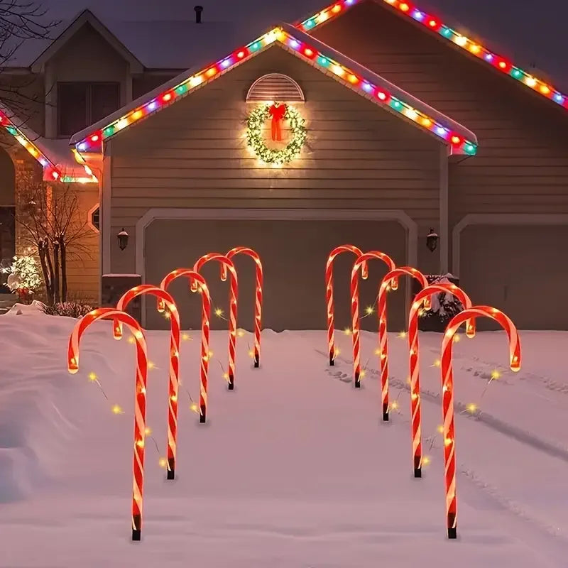5-Pc Candy Cane Solar Pathway Lights