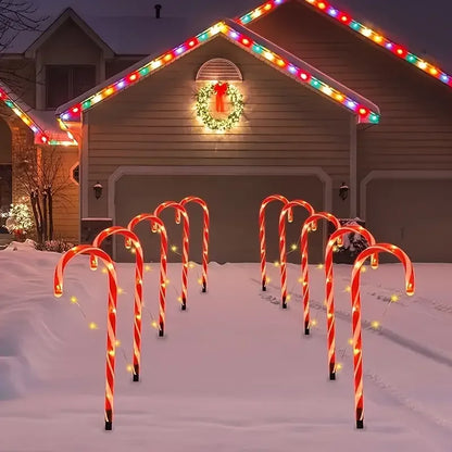 5-Pc Candy Cane Solar Pathway Lights