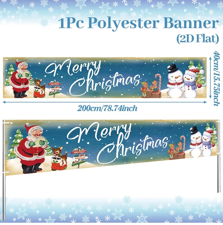 Vibrant Merry Christmas Outdoor Banner - Weatherproof Fabric