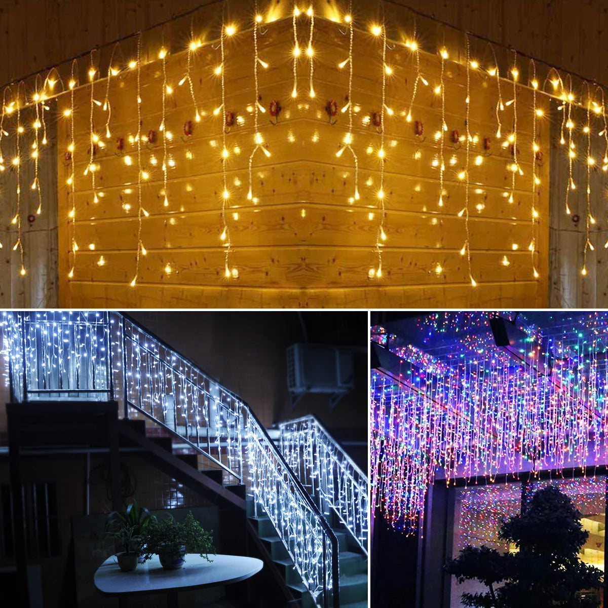 5M LED Icicle Curtain Lights - Waterproof Outdoor Christmas Decor