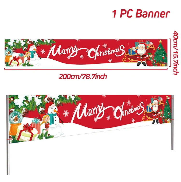 Vibrant Merry Christmas Outdoor Banner - Weatherproof Fabric