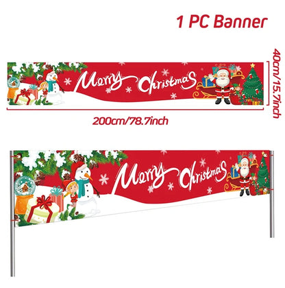 Vibrant Merry Christmas Outdoor Banner - Weatherproof Fabric