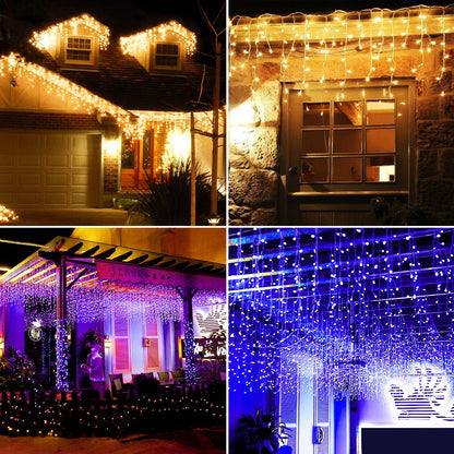 5M LED Icicle Curtain Lights - Waterproof Outdoor Christmas Decor