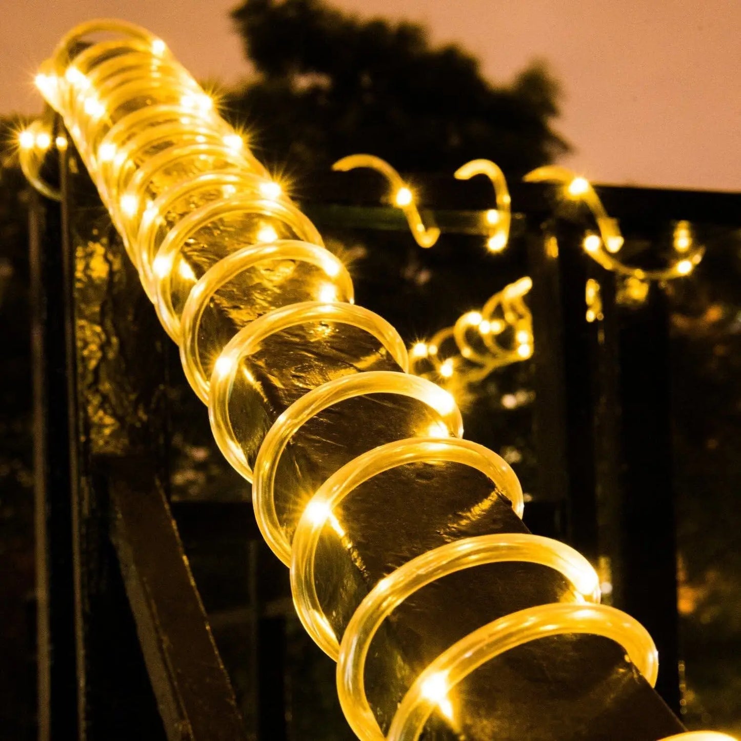LED Solar Rope Fairy Lights - Waterproof Outdoor String Lights for Christmas Decor