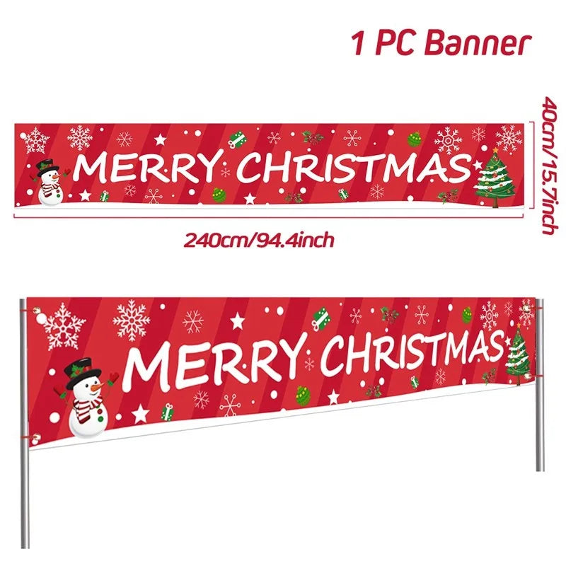Vibrant Merry Christmas Outdoor Banner - Weatherproof Fabric