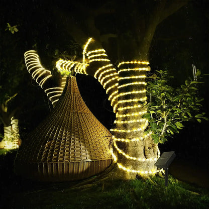 LED Solar Rope Fairy Lights - Waterproof Outdoor String Lights for Christmas Decor