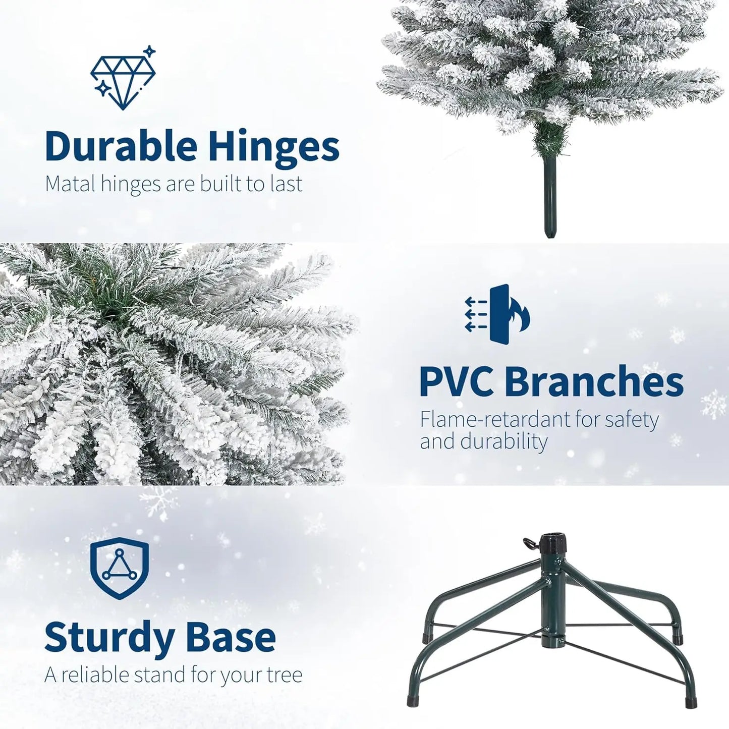 Slim 6/7.5/9FT Pre-Lit Snow Flocked Pencil Christmas Tree