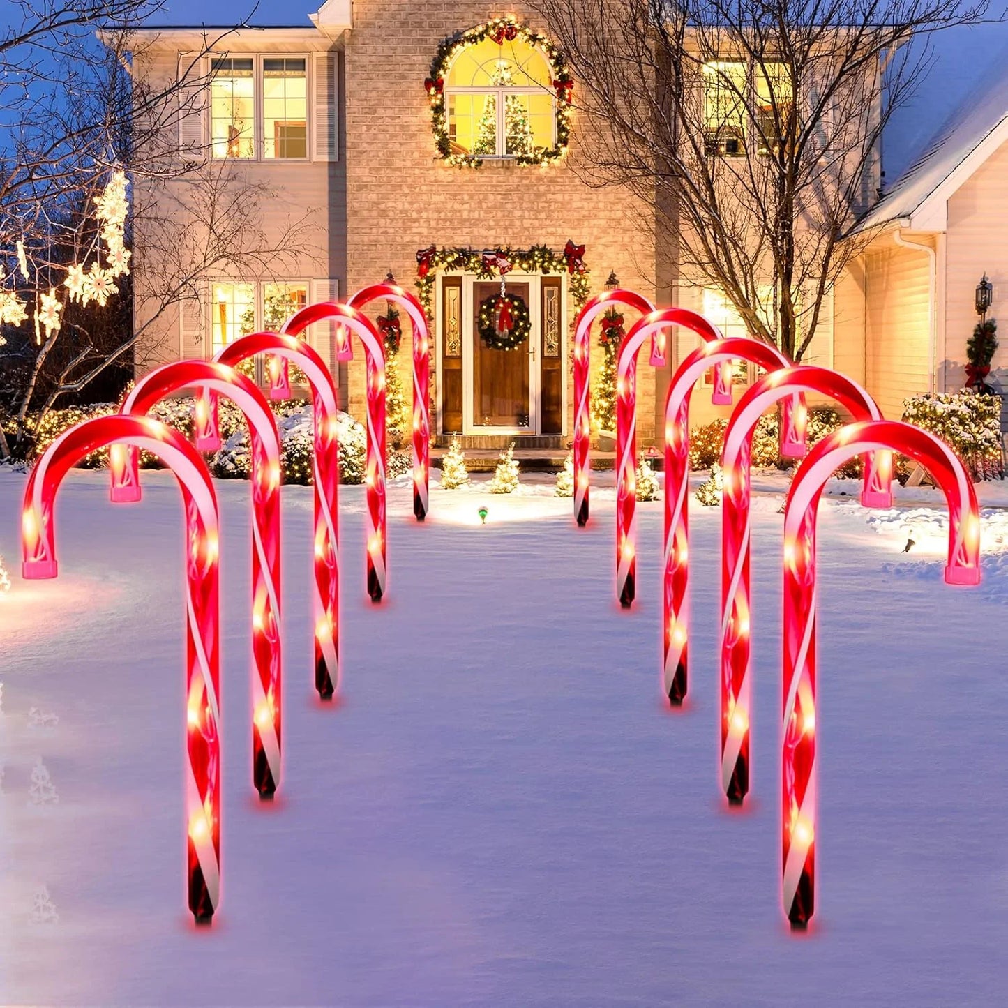 5-Pc Candy Cane Solar Pathway Lights