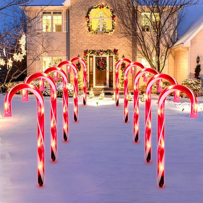 5-Pc Candy Cane Solar Pathway Lights