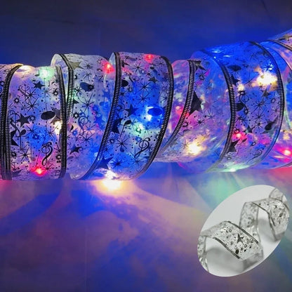 Twinkling Christmas Ribbon with LED Lights - Battery-Powered