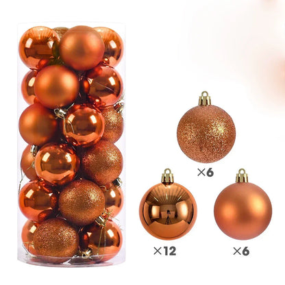 24-Pc Shimmering Christmas Ball Ornaments - 3/4/6cm