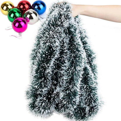 Festive Green Tinsel Bow Ribbon Garland