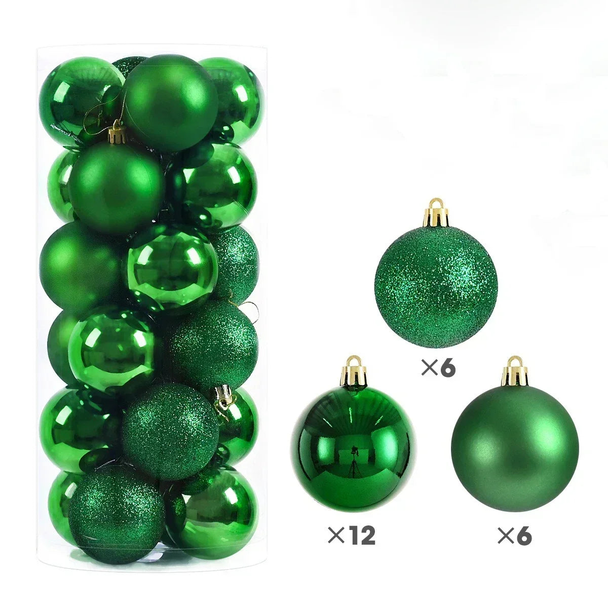 24-Pc Shimmering Christmas Ball Ornaments - 3/4/6cm