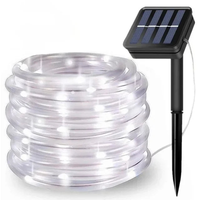 LED Solar Rope Fairy Lights - Waterproof Outdoor String Lights for Christmas Decor
