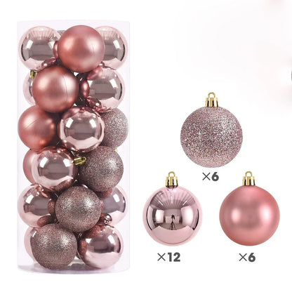 24-Pc Shimmering Christmas Ball Ornaments - 3/4/6cm