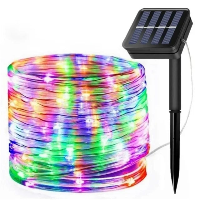 LED Solar Rope Fairy Lights - Waterproof Outdoor String Lights for Christmas Decor