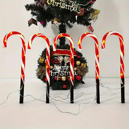 5-Pc Candy Cane Solar Pathway Lights