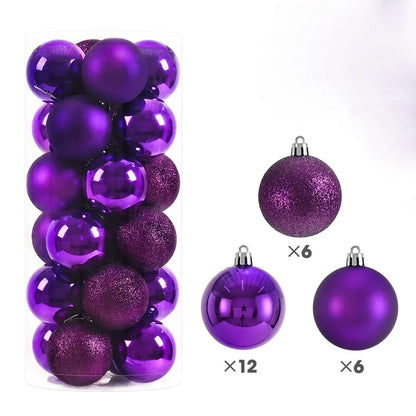 24-Pc Shimmering Christmas Ball Ornaments - 3/4/6cm
