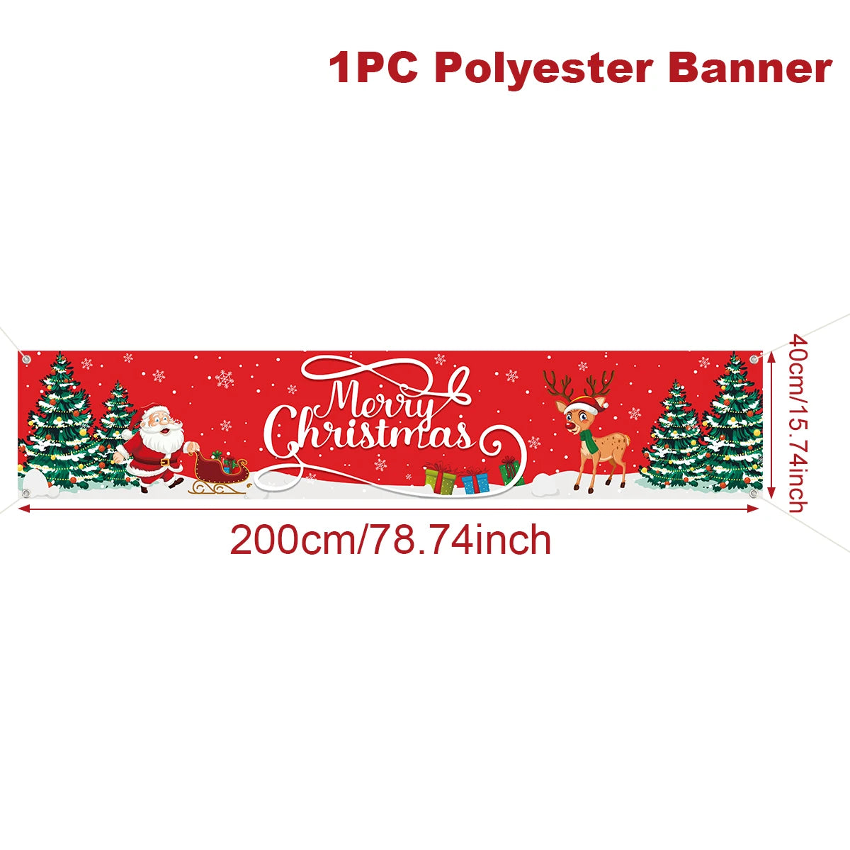Vibrant Merry Christmas Outdoor Banner - Weatherproof Fabric
