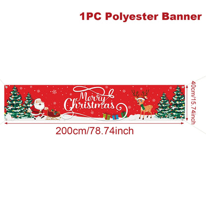 Vibrant Merry Christmas Outdoor Banner - Weatherproof Fabric