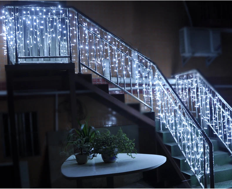 5M LED Icicle Curtain Lights - Waterproof Outdoor Christmas Decor