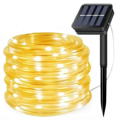 LED Solar Rope Fairy Lights - Waterproof Outdoor String Lights for Christmas Decor