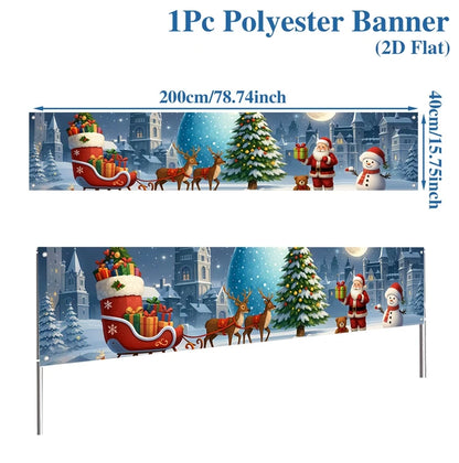 Vibrant Merry Christmas Outdoor Banner - Weatherproof Fabric