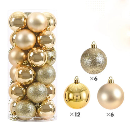 24-Pc Shimmering Christmas Ball Ornaments - 3/4/6cm